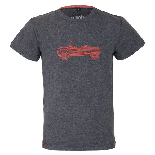 KINDER T-SHIRT FAHRZEUG MEHARI CITROËN GRAU ORANGE